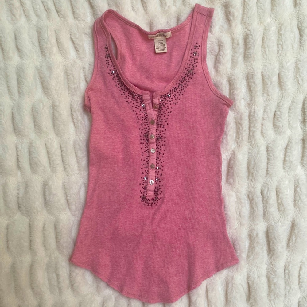 Love Rocks sleeveless tank, Size Medium, Pink
